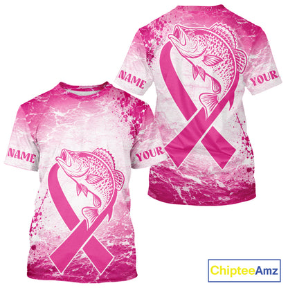 Pink Crappie Fishing Shirt Short Sleeve, Breast Cancer Awareness Fishing Shirt, Crappie Fisher Gift NHT1472