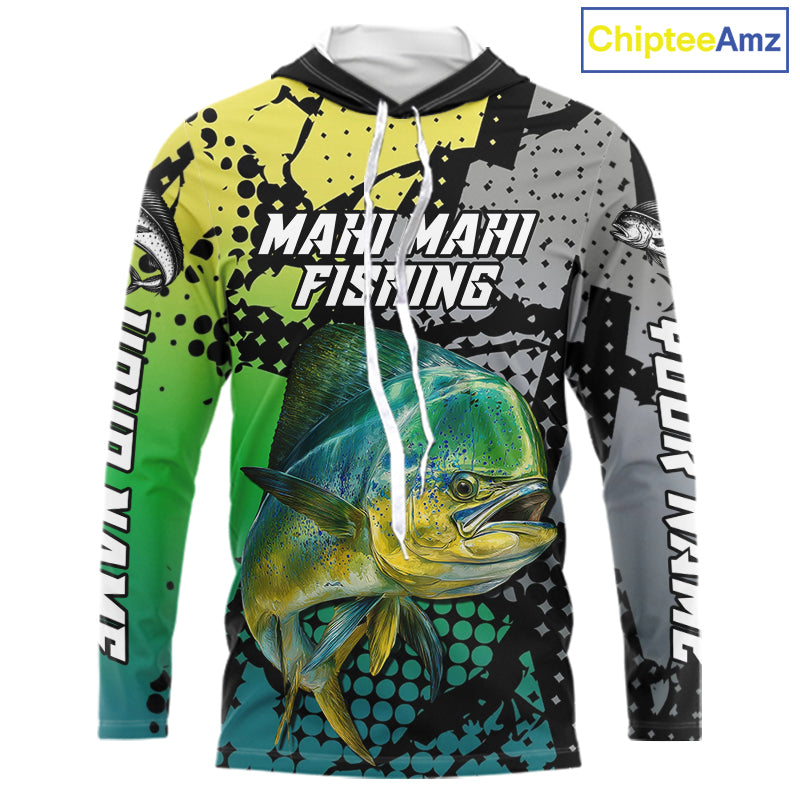 Mahi Mahi Fishing Shirt Green Camo Custom Name, Mahi Mahi Fishing Team Jerseys NHT444