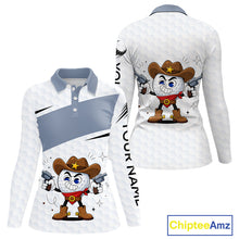 Load image into Gallery viewer, Funny Womens Golf Polo Shirts Custom Cowboy Golf Ball Golf Outfits, Best Golf Gifts NHT860