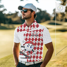 Load image into Gallery viewer, Mens Golf Polo Shirt Argyle Pattern Golf Shirts For Mens Funny Golf Ball Shirt Gifts|Red  NHT861