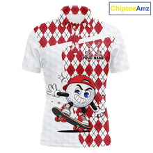 Load image into Gallery viewer, Mens Golf Polo Shirt Argyle Pattern Golf Shirts For Mens Funny Golf Ball Shirt Gifts|Red  NHT861