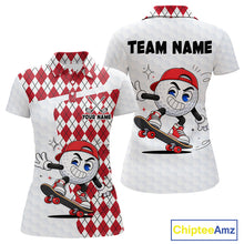 Load image into Gallery viewer, Womens Golf Polo Shirt Argyle Pattern Golf Shirts For Womens Funny Golf Ball Shirt Gifts|Red  NHT861