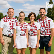 Load image into Gallery viewer, Mens Golf Polo Shirt Argyle Pattern Golf Shirts For Mens Funny Golf Ball Shirt Gifts|Red  NHT861