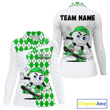 Load image into Gallery viewer, Womens Golf Polo Shirt Argyle Pattern Golf Shirts For Womens Funny Golf Ball Shirt Gifts|Green NHT863