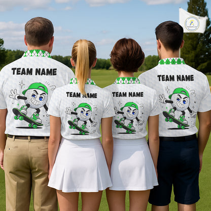 Womens Golf Polo Shirt Argyle Pattern Golf Shirts For Womens Funny Golf Ball Shirt Gifts|Green NHT863