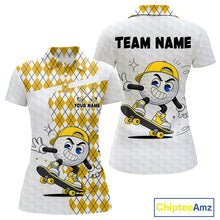 Load image into Gallery viewer, Womens Golf Polo Shirt Argyle Pattern Golf Shirts For Womens Funny Golf Ball Shirtgifts|Yellow NHT864
