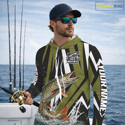 Musky Fishing Custom Hooded Long Sleeve Tournament Shirts, Muskie Fishing Shirt Jerseys NHT455
