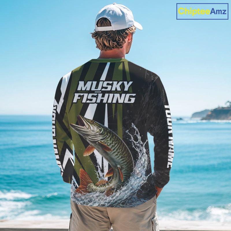 Musky Fishing Custom Long Sleeve Tournament Shirts, Muskie Fishing Shirt Jerseys NHT455