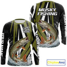 Load image into Gallery viewer, Musky Fishing Custom Long Sleeve Tournament Shirts, Muskie Fishing Shirt Jerseys NHT455