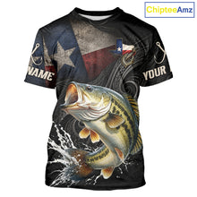 Load image into Gallery viewer, Personalized Texas Largemouth Bass Fishing T-Shirt – Custom Name Angler Apparel For Fishermen