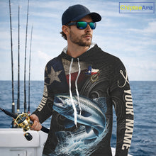 Load image into Gallery viewer, Personalized Texas Chinook Salmon Hooded Fishing Shirt – Custom Name Angler Apparel For Fishermen