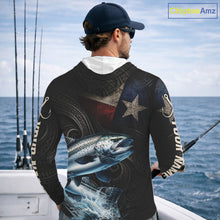 Load image into Gallery viewer, Personalized Texas Chinook Salmon Hooded Fishing Shirt – Custom Name Angler Apparel For Fishermen