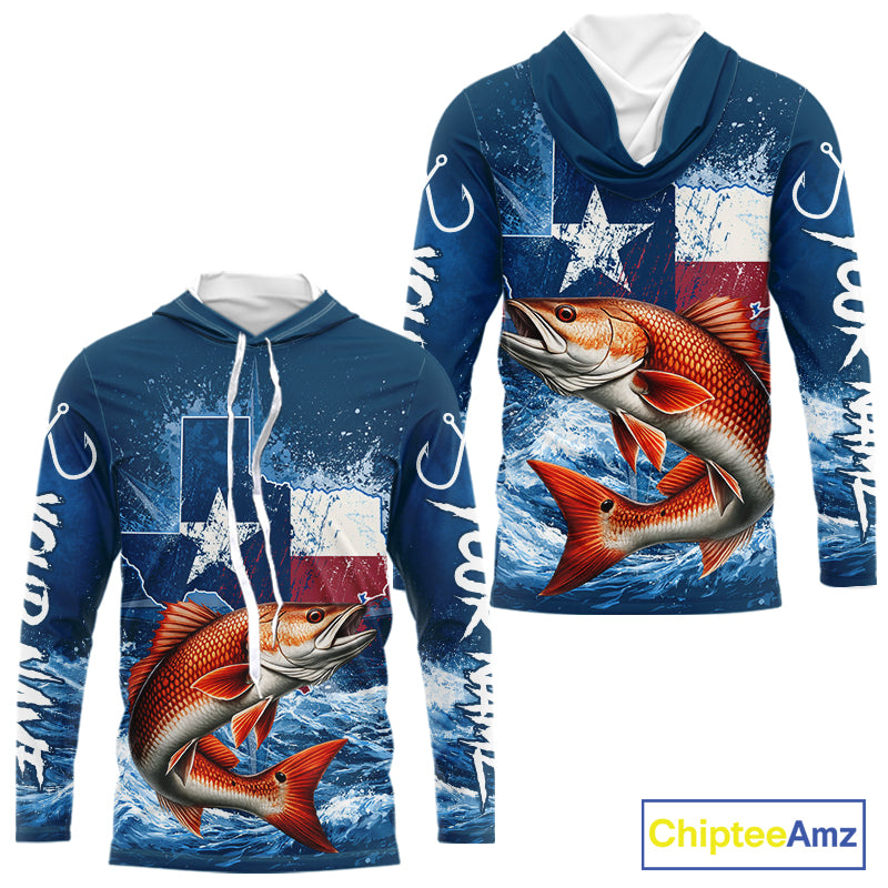 Texas Flag Redfish Fishing Jersey Performance Fishing Shirt, Saltwater Angler Gift For Men 