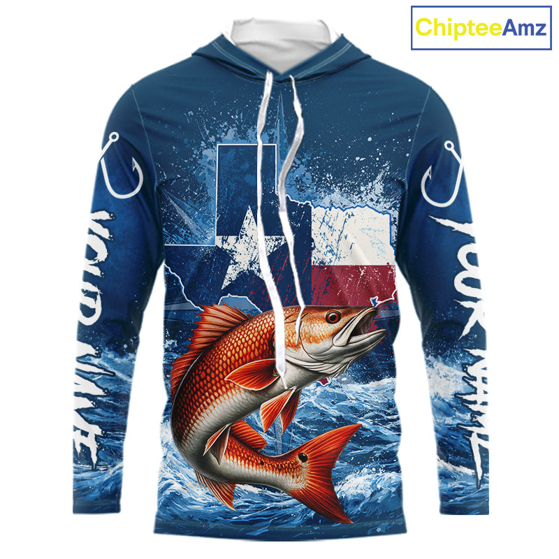 Texas Flag Redfish Fishing Jersey Performance Fishing Shirt, Saltwater Angler Gift For Men 