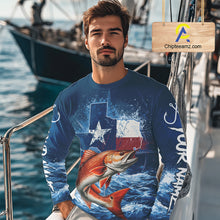 Load image into Gallery viewer, Texas Flag Redfish Fishing Jersey Performance Fishing Shirt, Saltwater Angler Gift For Men 