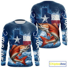 Load image into Gallery viewer, Texas Flag Redfish Fishing Jersey Performance Fishing Shirt, Saltwater Angler Gift For Men 