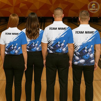 Cowboy Bowling Custom Name Polo Shirt, Personalized Team 1/4 Zip Bowling Jersey Gift|Blue NHT1324