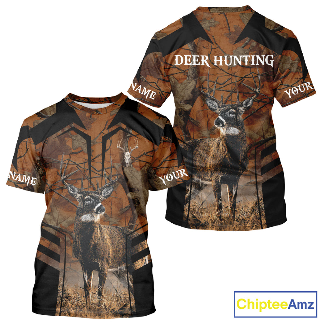 Whitetail Deer Hunting Shirt Orange Camo Custom Name, Deer Hunting Clothes NHT285