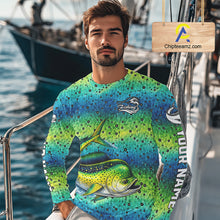 Load image into Gallery viewer, Mahi Mahi Fishing Team Jerseys, Mahi Mahi Fishing Shirts Long Sleeve Green Camo  NHT614