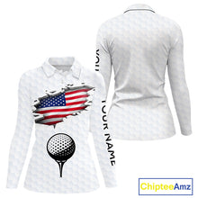 Load image into Gallery viewer, American Flag Personalized Golf Pattern Ball Polo Shirts Patriotic Golf Shirts For Womens NHT676