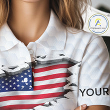 Load image into Gallery viewer, American Flag Personalized Golf Pattern Ball Polo Shirts Patriotic Golf Shirts For Womens NHT676