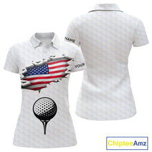 Load image into Gallery viewer, American Flag Personalized Golf Pattern Ball Polo Shirts Patriotic Golf Shirts For Womens NHT676