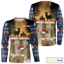 Load image into Gallery viewer, Personalized Huntmas Deer Hunting Shirt, Merry Huntmas Deer hunting Christmas Gifts NHT289
