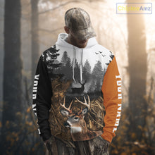 Load image into Gallery viewer, Whitetail Deer Hunting Shirt  – Blaze Orange Camo Black Custom Name 3D Print NHT290