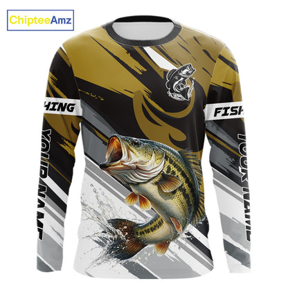 Personalized Bass Fishing Shirts Long Sleeve For Men, Bass Fishing Shirt Sport Jerseys NHT511