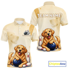 Load image into Gallery viewer, Men's Golden Retriever bowling shirt – personalized team jersey close-up
