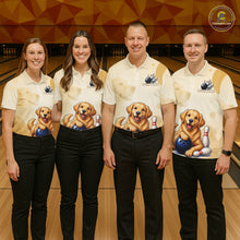 Load image into Gallery viewer, Custom Name Team Bowling Jersey, Men's Golden Retriever Bowling Polo Shirt &amp; Quarter Zip NHT1203