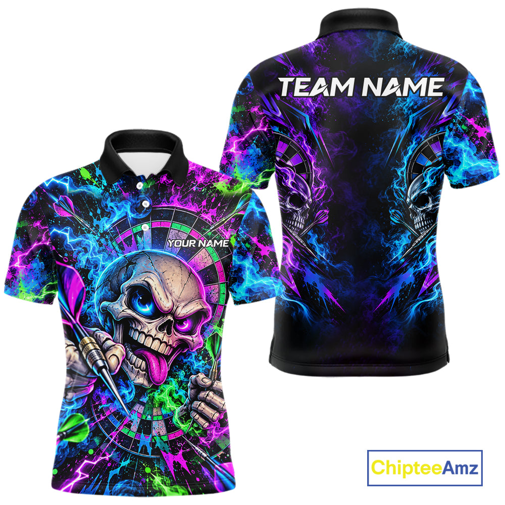 Crazy Tongue Skull Darts Pattern Polo 1/4-Zip Shirt For Men Personalized Team Performance Jersey NHT1666