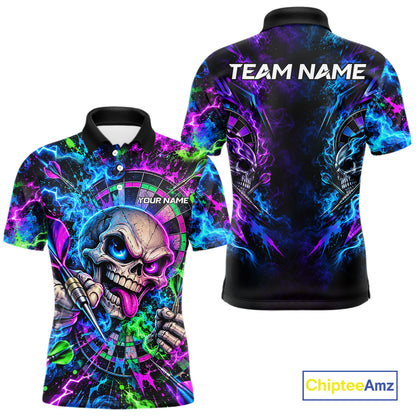 Crazy Tongue Skull Darts Pattern Polo 1/4-Zip Shirt For Men Personalized Team Performance Jersey NHT1666