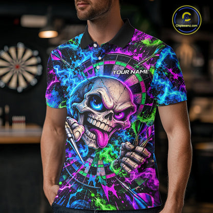 Crazy Tongue Skull Darts Pattern Polo 1/4-Zip Shirt For Men Personalized Team Performance Jersey NHT1666