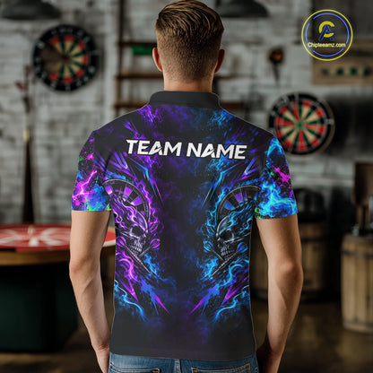 Crazy Tongue Skull Darts Pattern Polo 1/4-Zip Shirt For Men Personalized Team Performance Jersey NHT1666