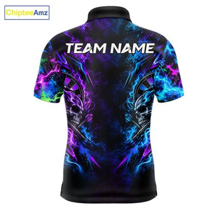 Crazy Tongue Skull Darts Pattern Polo 1/4-Zip Shirt For Men Personalized Team Performance Jersey NHT1666