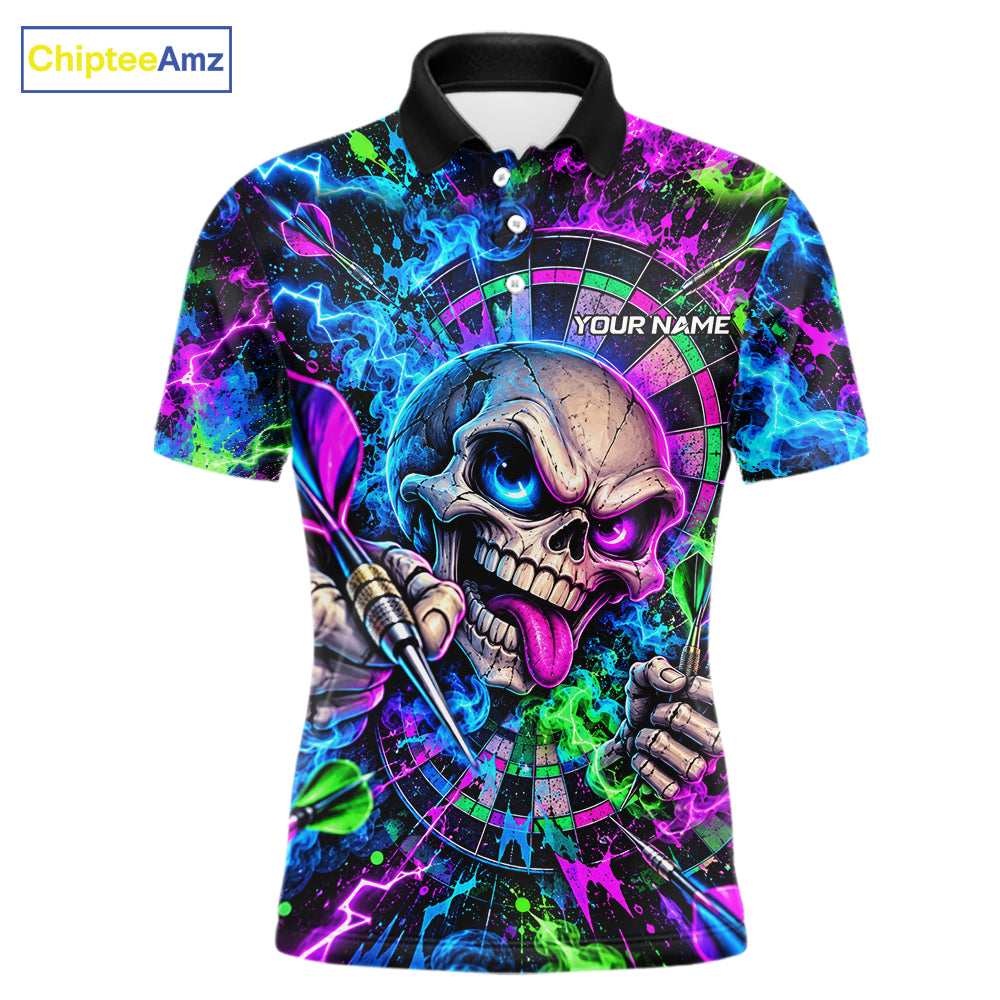 Crazy Tongue Skull Darts Pattern Polo 1/4-Zip Shirt For Men Personalized Team Performance Jersey NHT1666