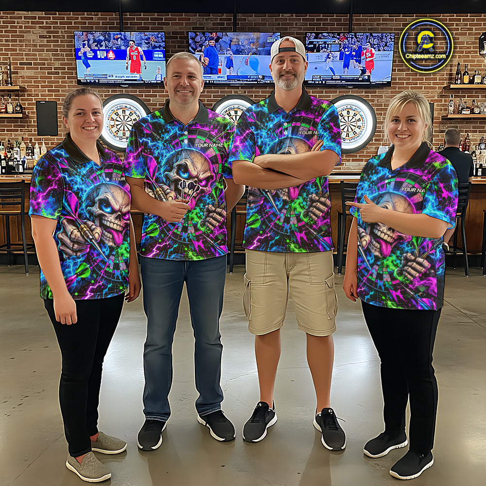 Crazy Tongue Skull Darts Pattern Polo 1/4-Zip Shirt For Women Personalized Team Performance Jersey NHT1666