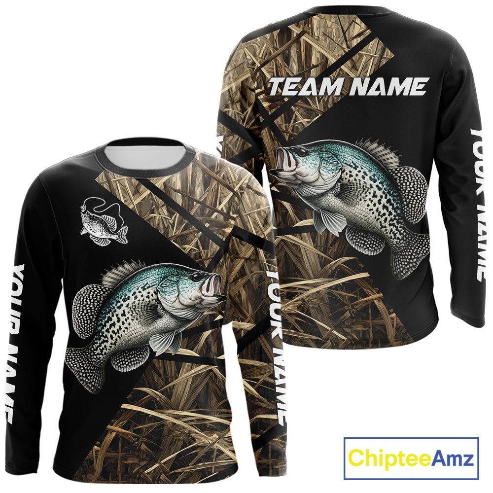 Crappie Fishing Custom Camouflage Fishing Shirts Long Sleeve, Crappie Fishing Apparel NHT524