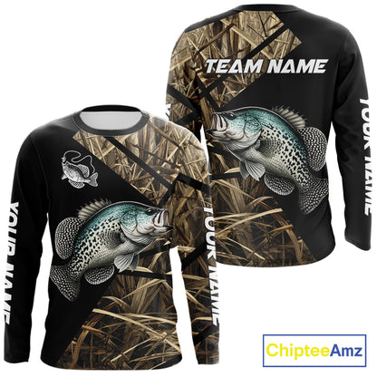 Crappie Fishing Custom Camouflage Fishing Shirts Long Sleeve, Crappie Fishing Apparel NHT524