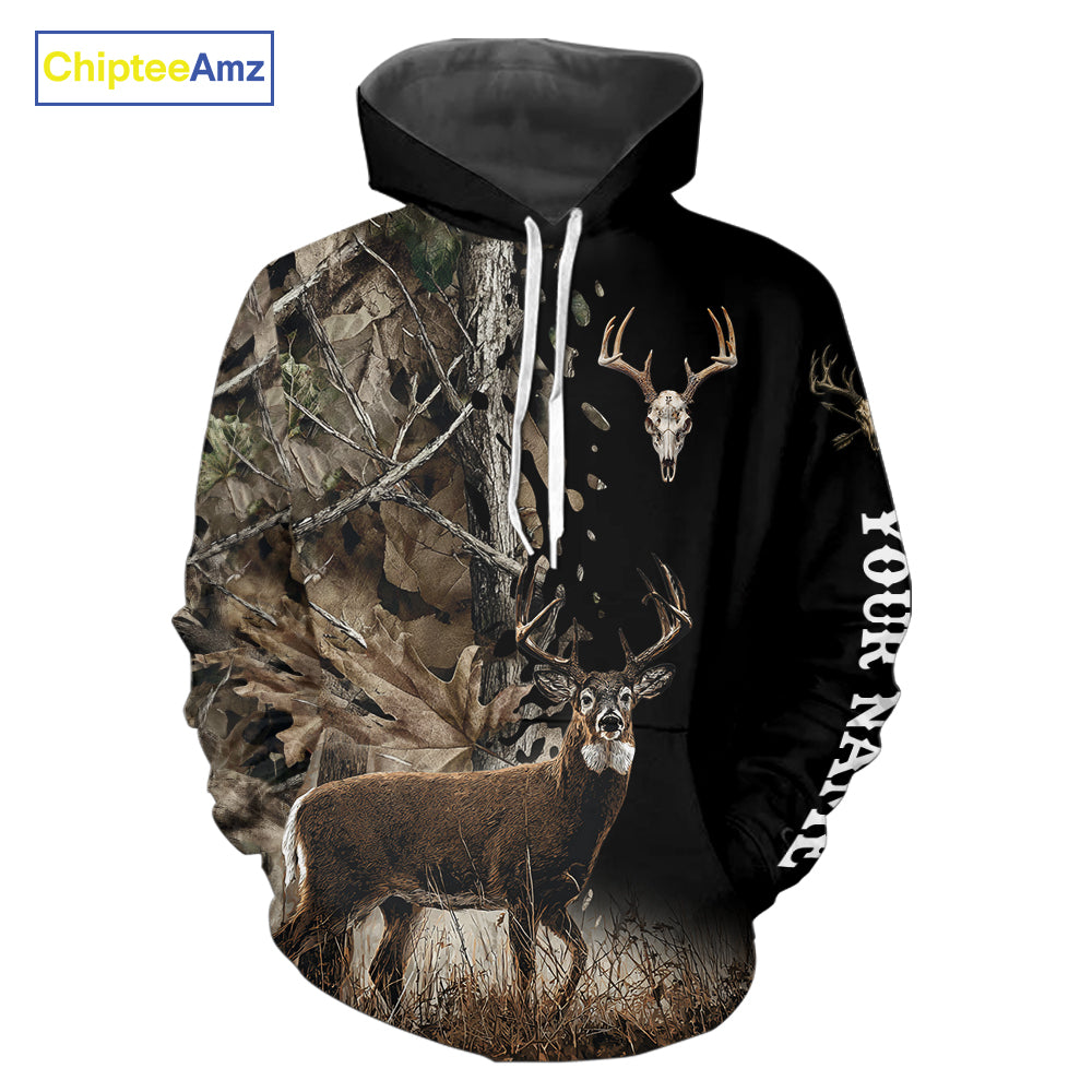 Whitetail Deer Hunting Shirt, Custom Name Deer Buck 3D All Over Print Shirt For Men NHT1503