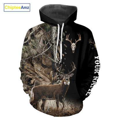 Whitetail Deer Hunting Shirt, Custom Name Deer Buck 3D All Over Print Shirt For Men NHT1503