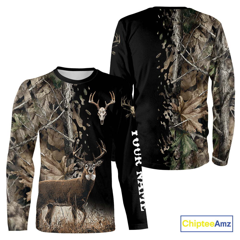 Whitetail Deer Hunting Shirt, Custom Name Deer Buck 3D All Over Print Shirt For Men NHT1503