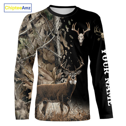 Whitetail Deer Hunting Shirt, Custom Name Deer Buck 3D All Over Print Shirt For Men NHT1503