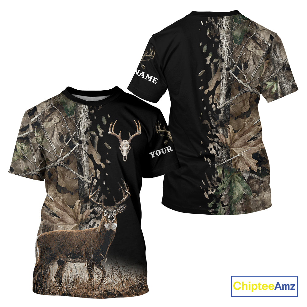 Whitetail Deer Hunting Shirt, Custom Name Deer Buck 3D All Over Print Shirt For Men NHT1503
