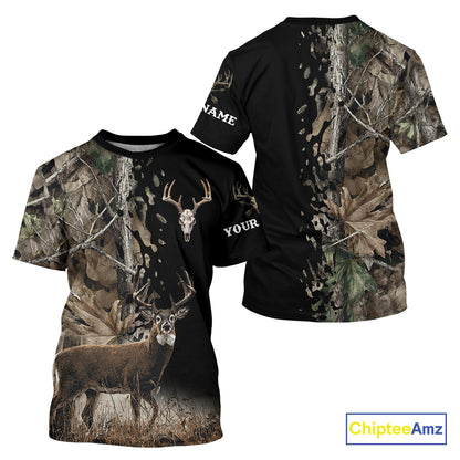 Whitetail Deer Hunting Shirt, Custom Name Deer Buck 3D All Over Print Shirt For Men NHT1503