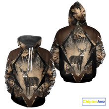 Load image into Gallery viewer, Whitetail Deer Hunting 3D All Over Printed Hoodie, Long Sleeve Hunting Shirt For Men NHT339