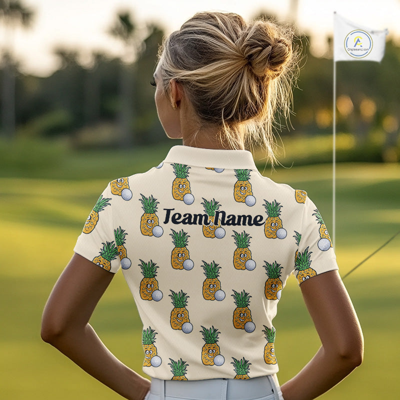 Personalized Funny Pineapple Pattern Womens Golf Polo Shirts Best Golf Gifts For Family Team  NHT779