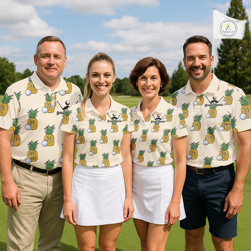 Personalized Funny Pineapple Pattern Womens Golf Polo Shirts Best Golf Gifts For Family Team  NHT779