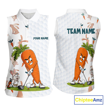 Rabbit Carrot Golf Polo Shirt Funny Golfer Bunny Custom Team Name Jersey NHT892